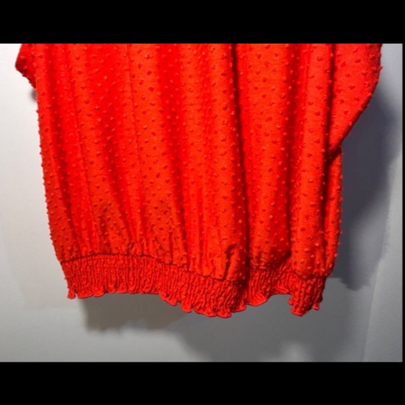 W5 Anthropologie Orange Sleeveless Swiss Dot High Neck Blouse Size M - NWT - Picture 3 of 13